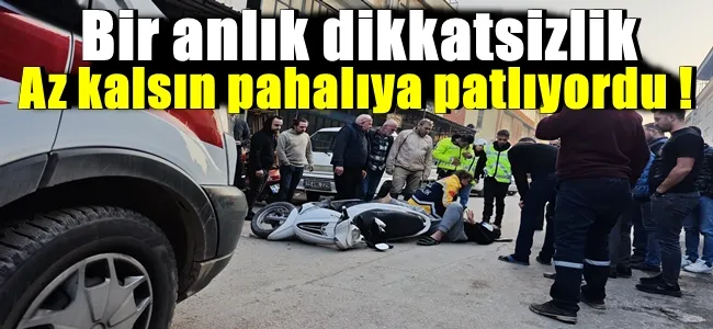 Motosiklet sürücüsü kendini bir anda yer buldu !