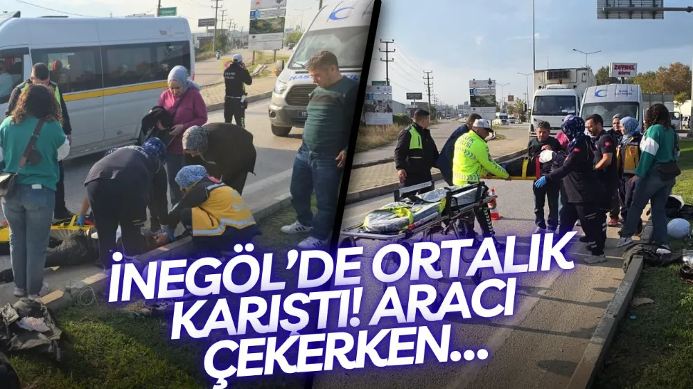 Motosikleti halatla çekmek isterken olanlar oldu !