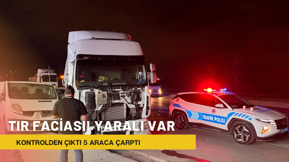 Kontrolden çıkan tır, park halindeki 5 araca çarptı: 1 yaralı