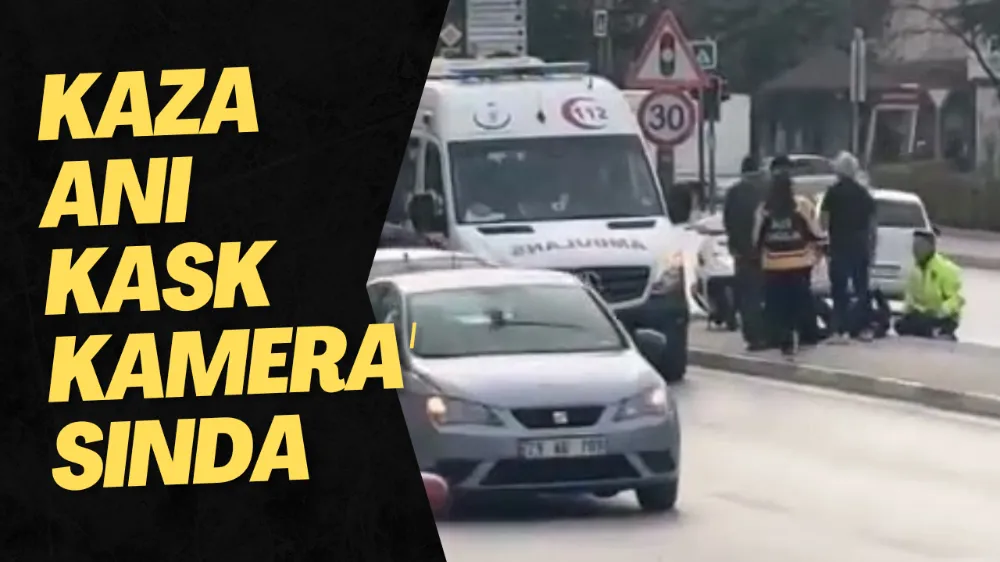 İnegöl’de motosiklet kazası kask kamerasına yansıdı