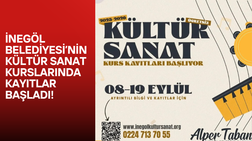 İnegöl Belediyesi’nin Kültür Sanat Kurslarında Kayıtlar Başladı