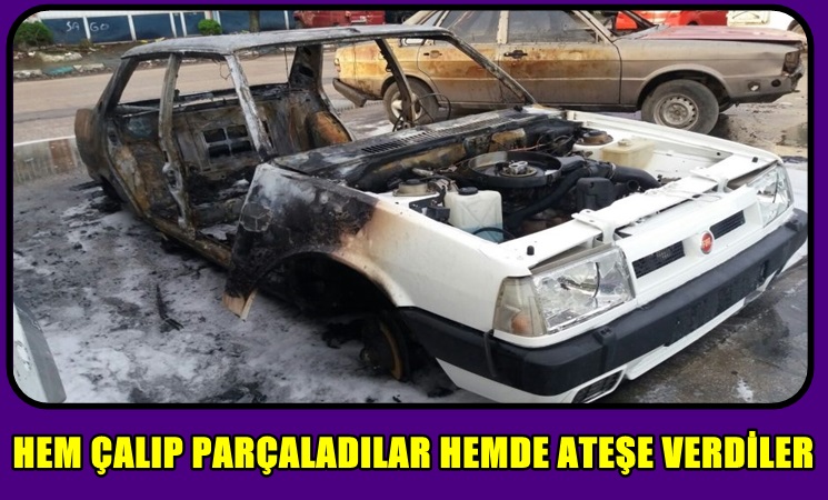 Çaldıkları Otomobili Parçalayıp Yaktılar