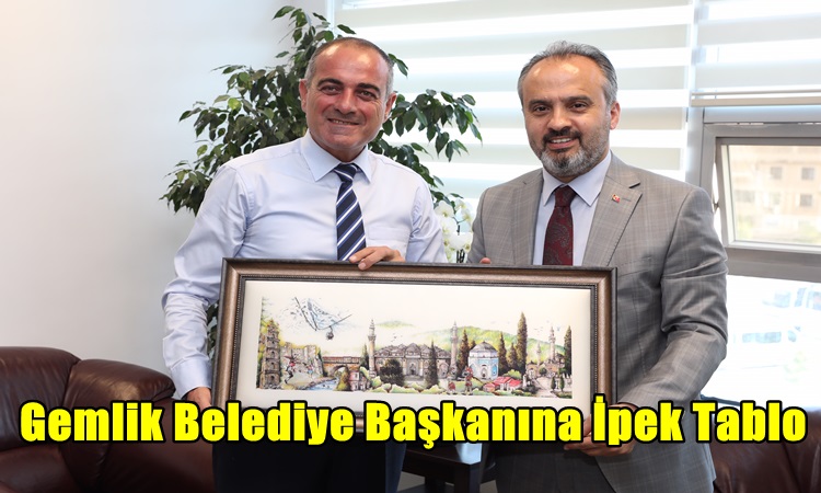 Gemlik belediye başkanına ipek tablo