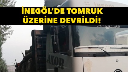 İnegöl’de üzerine tomruk devrildi