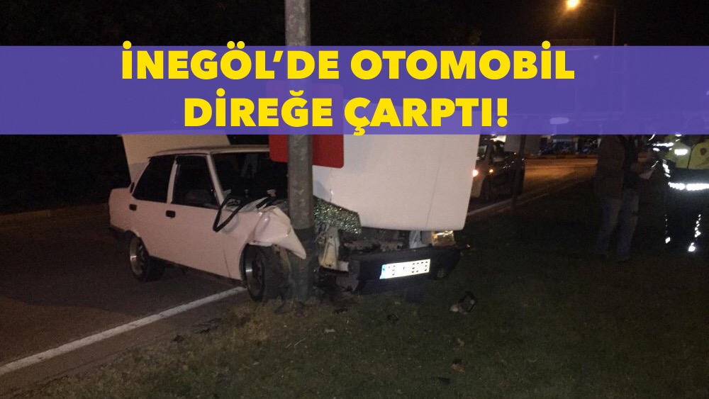 Otomobil direğe çarptı