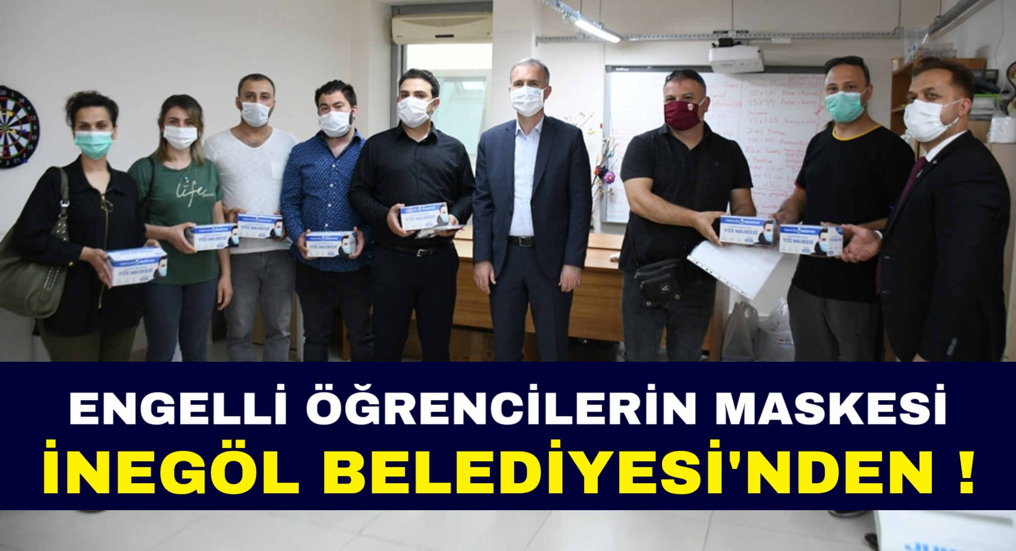 Engelli öğrencilerin maskesi İnegöl Belediyesi