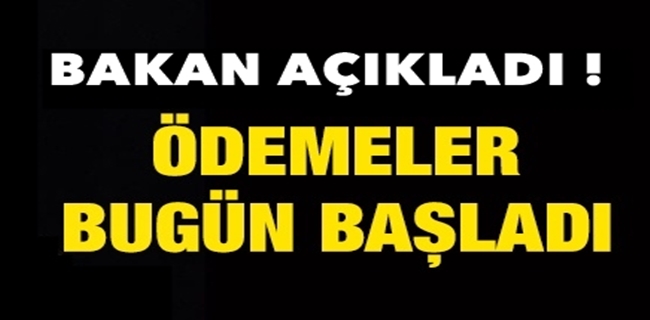 Bakan Duyurdu Ödemeler Bugün Başladı !