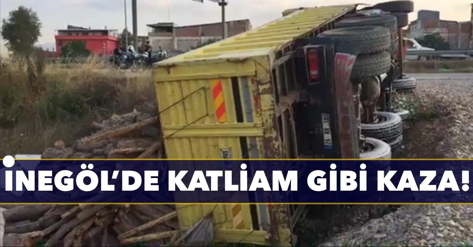Odun yüklü tır şarampole devrildi !