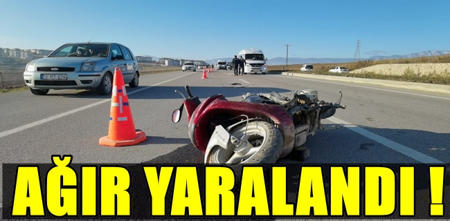 Motosiklet sürücüsü ağır yaralandı !