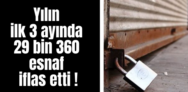 Yılın ilk 3 ayında 29 bin 360 esnaf iflas etti