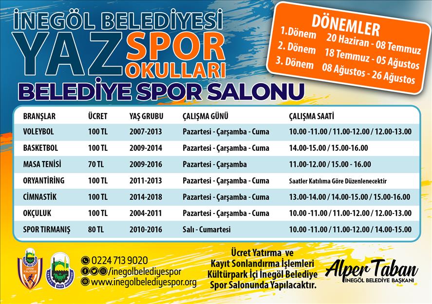 Yaz Spor Okulları Kayıtları Başlıyor