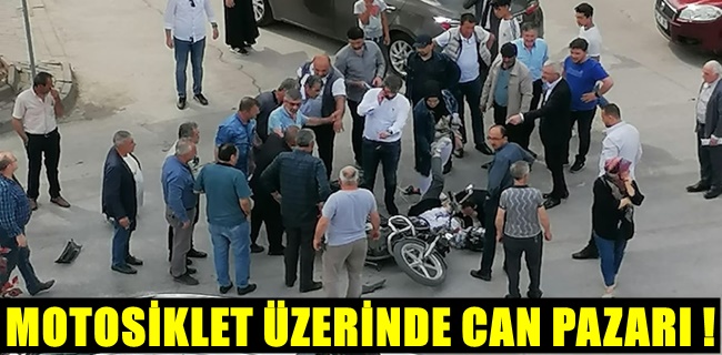 Otomobil ile motosiklet çarpıştı !