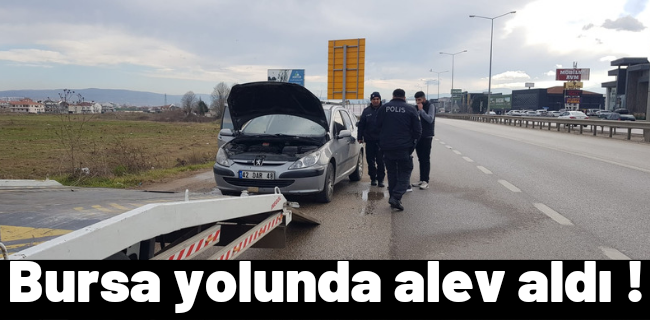 Bursa yolunda alev aldı !