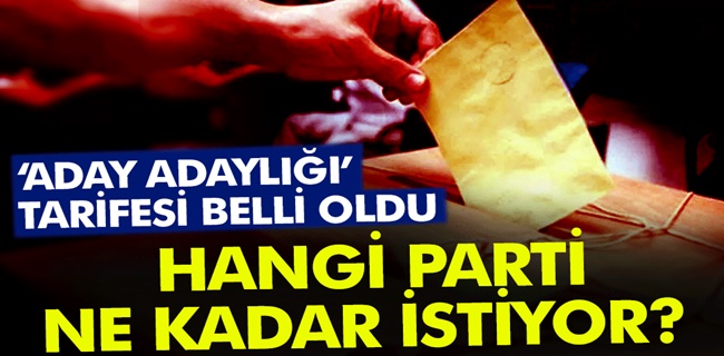 Milletvekilliği için hangi parti ne kadar ücret istiyor ?