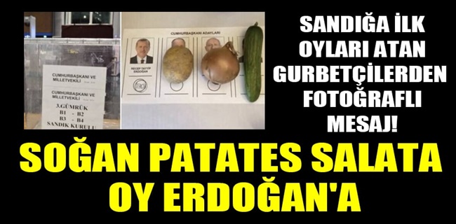 Gurbetçilerden fotoğraflı mesaj! Soğan patates salata oy Erdoğan