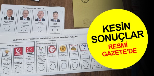 Genel seçim sonucu Resmi Gazete