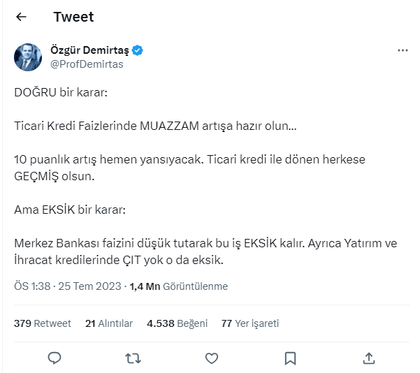 Özgür Demirtaş, vatandaşa son günlerin en kötü haberini verdi