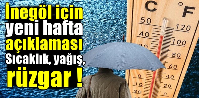 İnegöl için yeni hafta açıklaması: Sıcaklık, yağış, rüzgar !