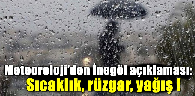 Meteoroloji’den İnegöl açıklaması: Sıcaklık, rüzgar, yağış !