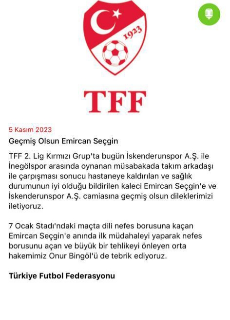 İnegölspor maçıyla ilgili Tff
