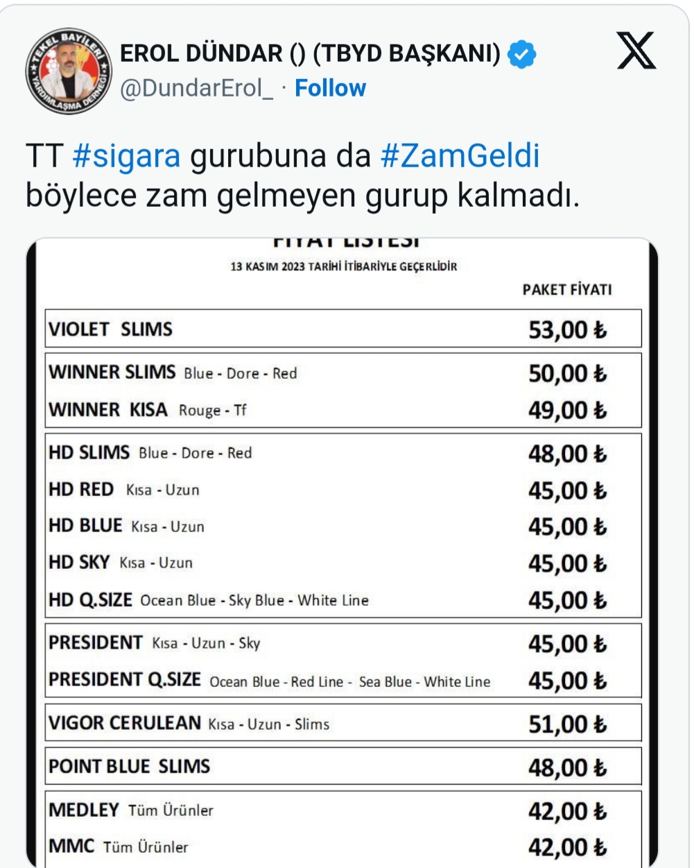 Sigaraya bir zam daha geldi !