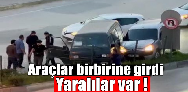 Kavşakta iki araç birbirine girdi !